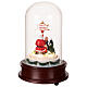 Sino de vidro Pai Natal cães luzes movimento rotativo 20x15x15 cm s4