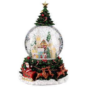 Boule à neige 120 mm sapin avec ville enneigée 15x15x25 cm