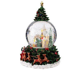 Boule à neige 120 mm sapin avec ville enneigée 15x15x25 cm