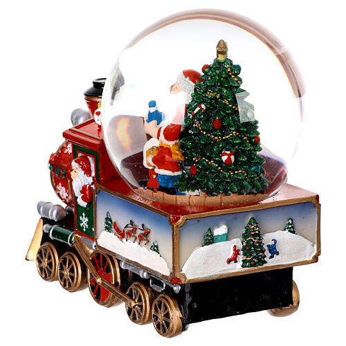 Train with snow globe, Santa Claus with child, 8x5x7 in 6