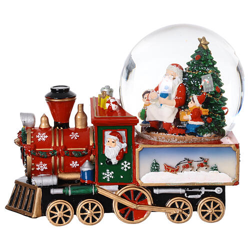 Tren con bola de nieve 12 cm Papá Noel con niño 21x12x17 cm 1
