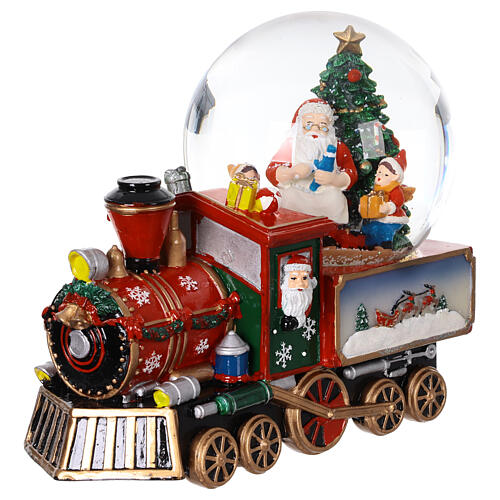 Tren con bola de nieve 12 cm Papá Noel con niño 21x12x17 cm 4