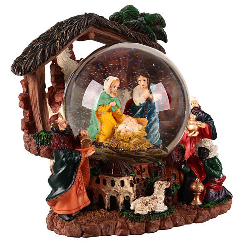 Snow globe of 4 in, Nativity with Wise Men, 6x6x6 in 4