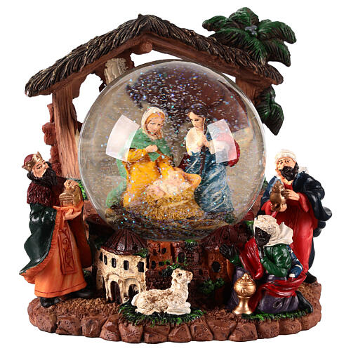 Palla di neve 100 mm Natività e Re magi 15x15x15 cm 2