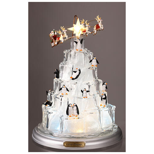 Winterszene „Eisberg mit Pinguinen und Weihnachtsmann“ – mit Licht, Musik und Bewegung, 25 × 25 × 35 cm 2