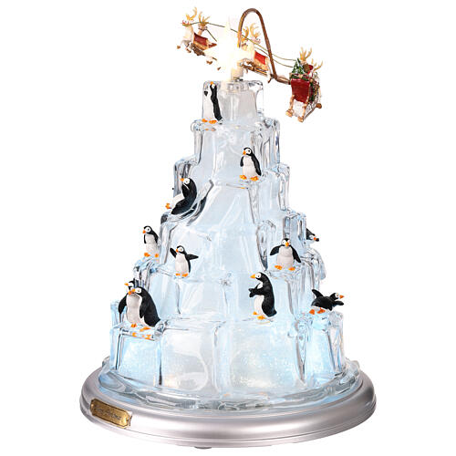 Winterszene „Eisberg mit Pinguinen und Weihnachtsmann“ – mit Licht, Musik und Bewegung, 25 × 25 × 35 cm 4