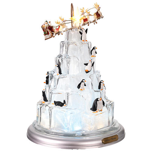 Winterszene „Eisberg mit Pinguinen und Weihnachtsmann“ – mit Licht, Musik und Bewegung, 25 × 25 × 35 cm 5