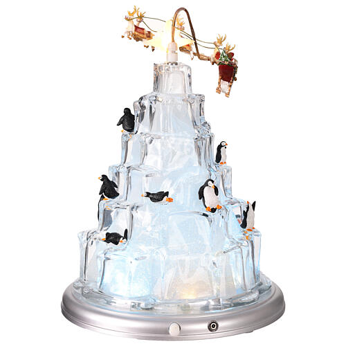 Winterszene „Eisberg mit Pinguinen und Weihnachtsmann“ – mit Licht, Musik und Bewegung, 25 × 25 × 35 cm 6