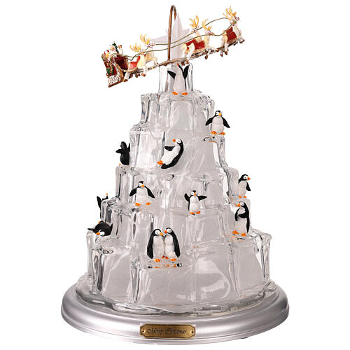 Winterszene „Eisberg mit Pinguinen und Weihnachtsmann“ – mit Licht, Musik und Bewegung, 25 × 25 × 35 cm 7