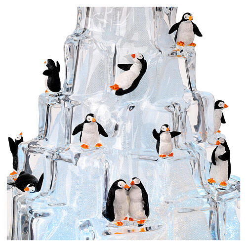 Iceberg con pingüinos y trineo Papá Noel 25x25x35 cm 3