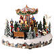 Carrousel de Noël avec animaux illuminé en mouvement 20x20x15 cm s3