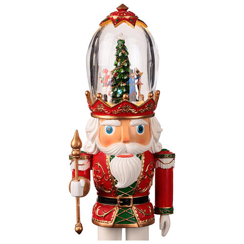 Schiaccianoci scena albero Natale illuminata in cappello vetro 12x12x40 cm 3