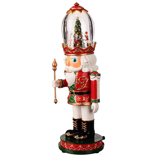 Schiaccianoci scena albero Natale illuminata in cappello vetro 12x12x40 cm 4
