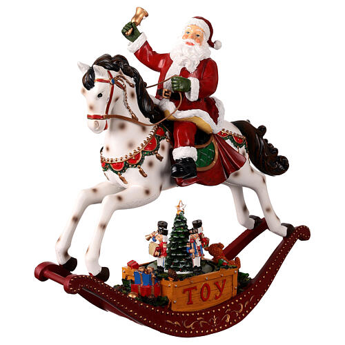 Caballo mecedor con Papá Noel 30x10x30 cm 3