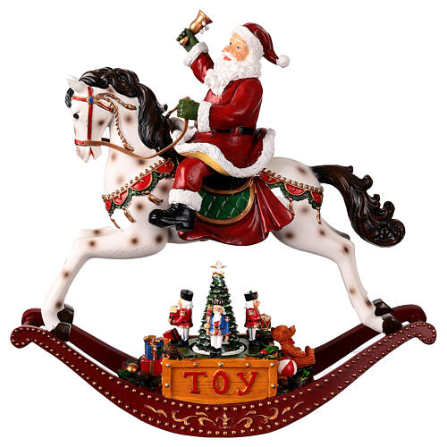 Cavallo a dondolo con Babbo Natale 30x10x30 cm 1