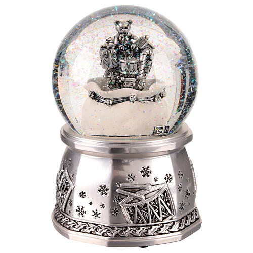 Silver snow globe of 4 in, bag of gifts, 4x4x6 in 2