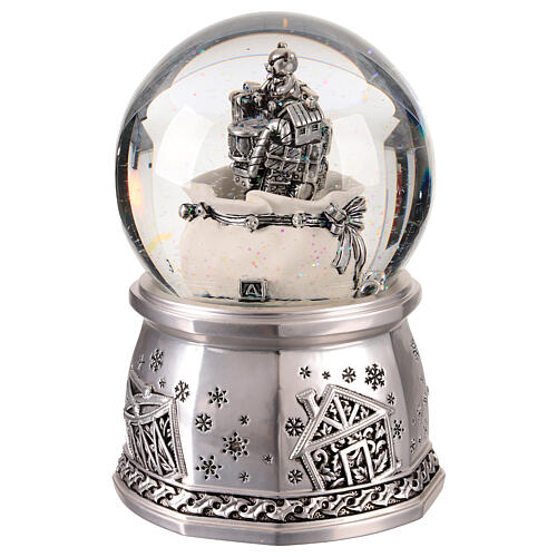 Silver snow globe of 4 in, bag of gifts, 4x4x6 in 3