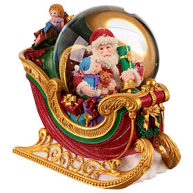 Slitta palla di neve illuminata 100 mm Babbo Natale 15x10x15 cm