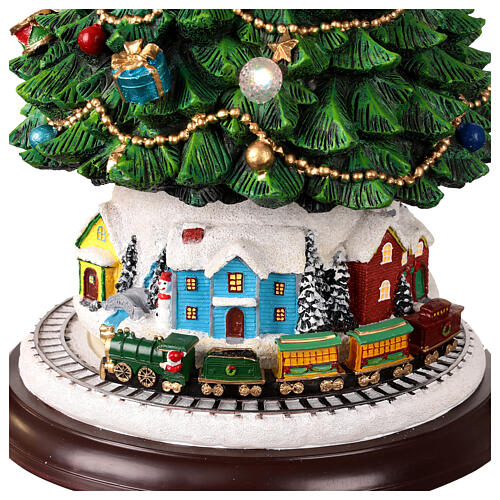 Árbol de Navidad movimiento tren trineo Papá Noel 25x25x45 cm 2