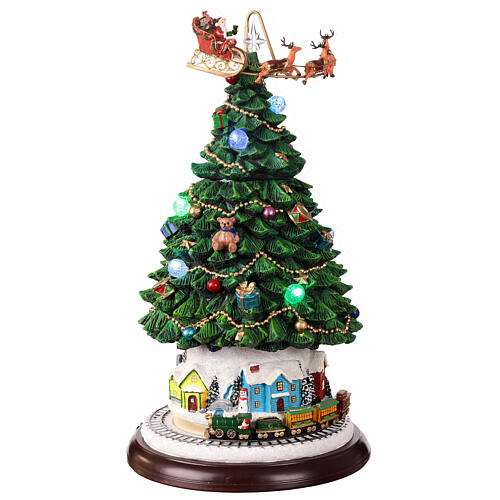 Árbol de Navidad movimiento tren trineo Papá Noel 25x25x45 cm 5