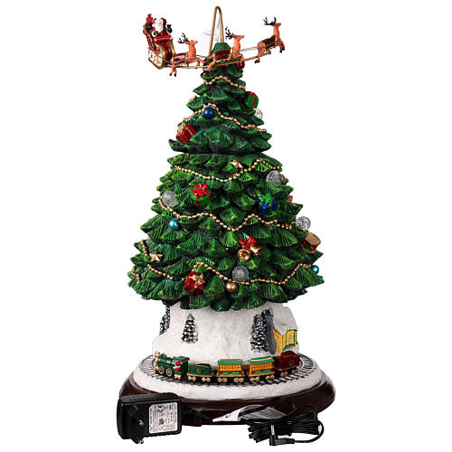 Árbol de Navidad movimiento tren trineo Papá Noel 25x25x45 cm 6