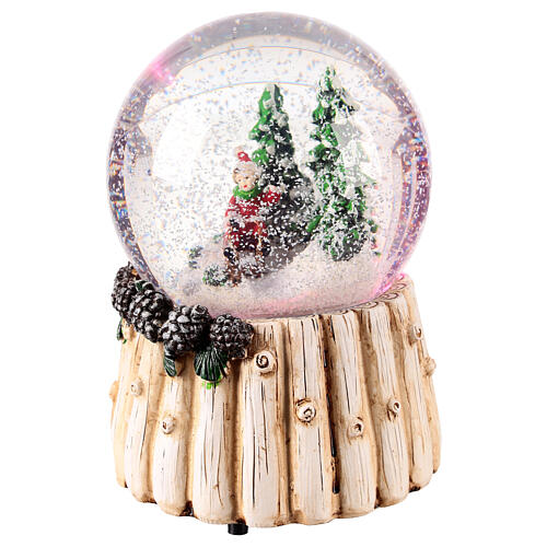 Snow globe of 4 in, children on a sled, 4x4x6 in 3