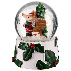 Snow globe with reindeer by a mailbox, 4x4x6 in