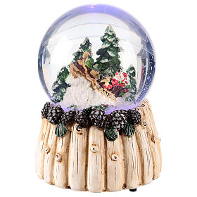 Snow globe of 4 in, Santa on his sleigh, 4x4x6 in