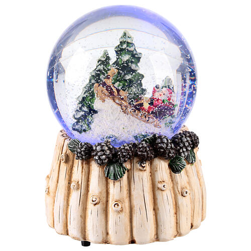 Snow globe of 4 in, Santa on his sleigh, 4x4x6 in 3