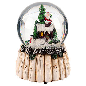 Snow globe with Santa on a rooftop, 4x4x6 in