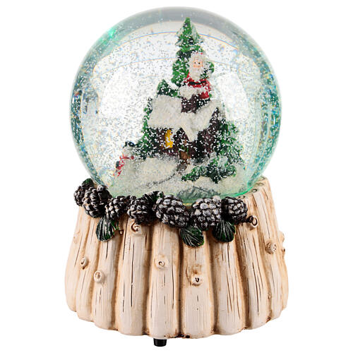 Palla di neve Babbo Natale su tetto 10x10x12 cm 2