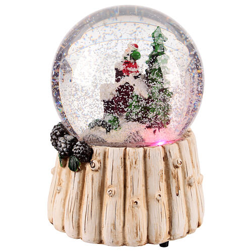Palla di neve Babbo Natale su tetto 10x10x12 cm 3