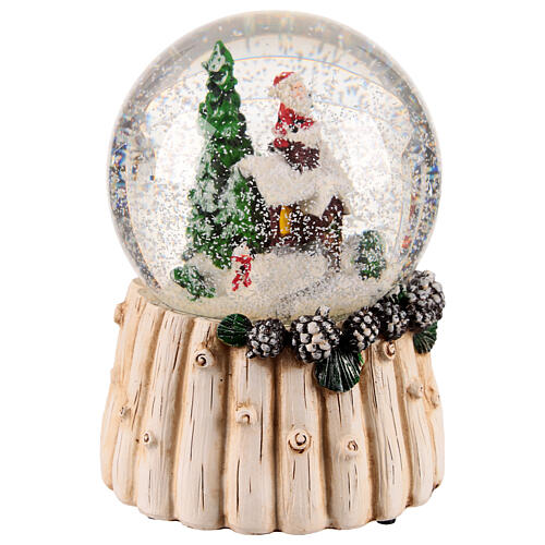 Palla di neve Babbo Natale su tetto 10x10x12 cm 4