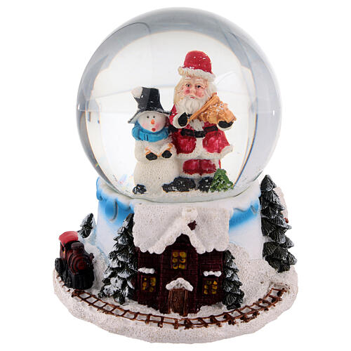 Schneekugel mit Spieluhr, Weihnachtsmann mit Violine – H 12,5 cm, Ø 10 cm 1