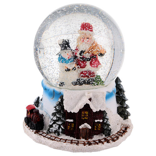 Schneekugel mit Spieluhr, Weihnachtsmann mit Violine – H 12,5 cm, Ø 10 cm 2