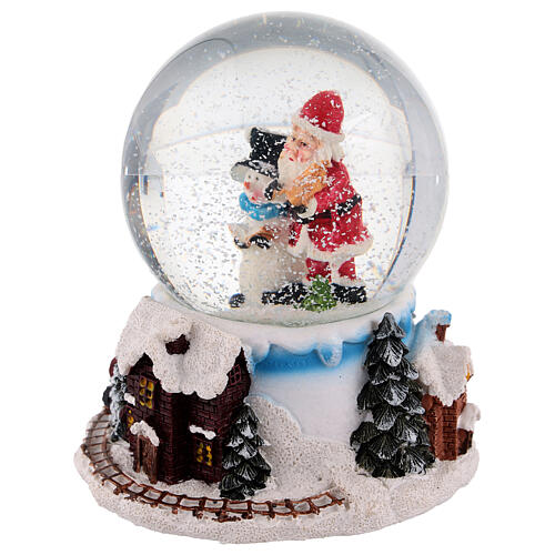 Schneekugel mit Spieluhr, Weihnachtsmann mit Violine – H 12,5 cm, Ø 10 cm 3