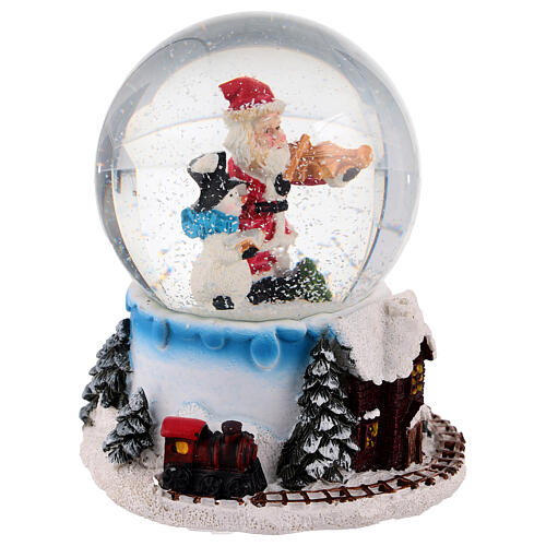 Schneekugel mit Spieluhr, Weihnachtsmann mit Violine – H 12,5 cm, Ø 10 cm 4