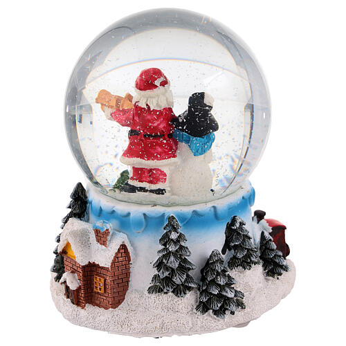 Schneekugel mit Spieluhr, Weihnachtsmann mit Violine – H 12,5 cm, Ø 10 cm 5