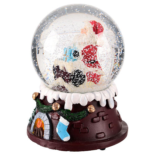 Snow globe of 3 in, Santa by a chimney, 4x4x6 in 3