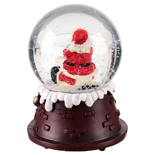 Palla di neve 80mm Babbo Natale su camino 10x10x12 cm 5