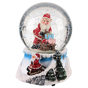 Globo de neve 80 mm Pai Natal com presentes 10x10x12 cm