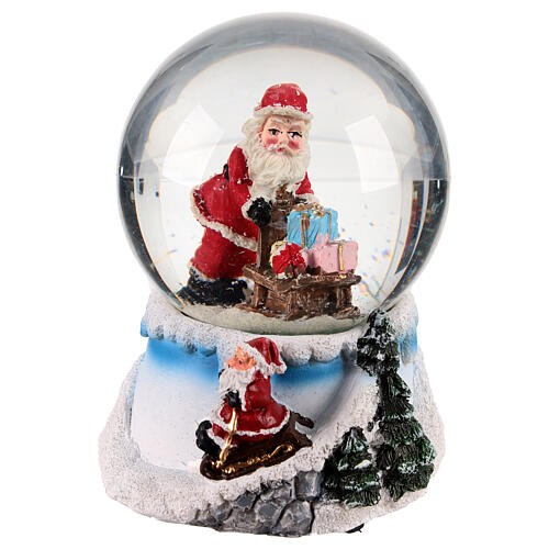 Globo de neve 80 mm Pai Natal com presentes 10x10x12 cm 1