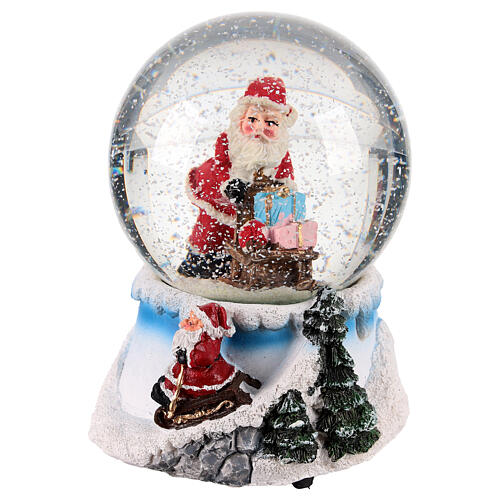 Globo de neve 80 mm Pai Natal com presentes 10x10x12 cm 2