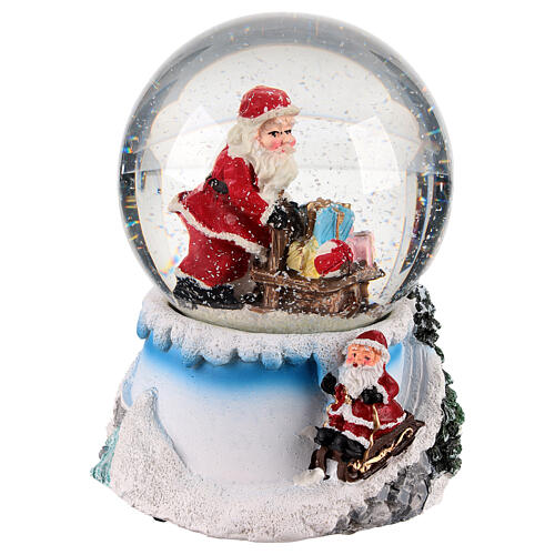 Globo de neve 80 mm Pai Natal com presentes 10x10x12 cm 3