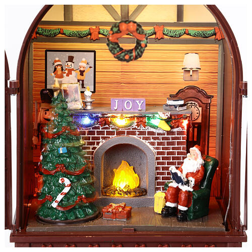 Vintage radio with Santa Claus and fireplace, music, motion, and lights, 8x5x12 in 2