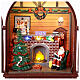 Radio vintage avec Père Noël et foyer, musique, mouvement et lumières 21x13x31 cm s2