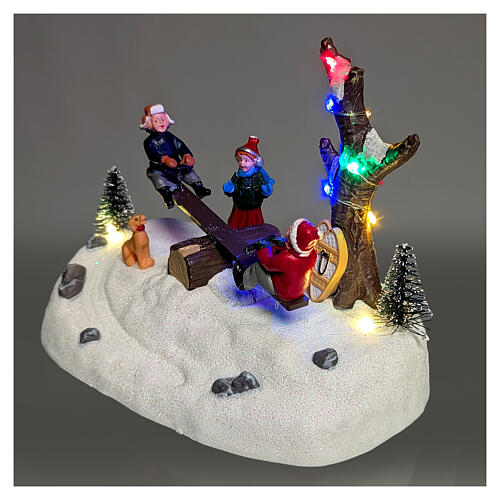 Illuminated seesaw with children and music, 7x4.5x6 in 3