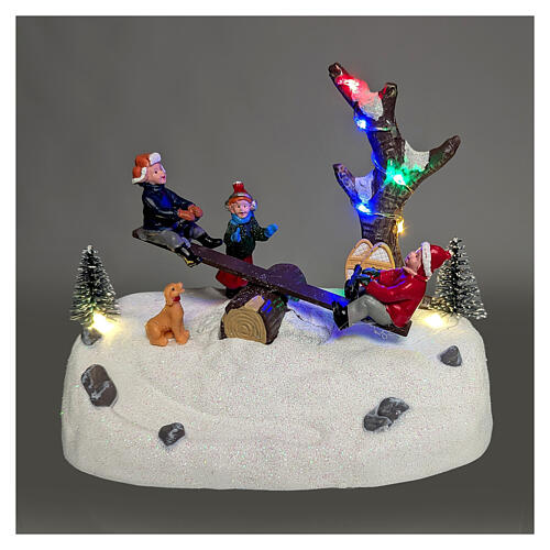 See-saw with Children Illuminated Music Box, 18x11x14 cm 2