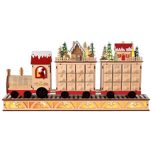 Advent calendar, wooden train with 24 drawers, 24x4x12 in 1