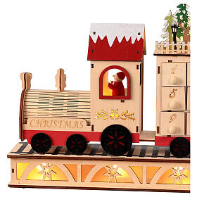 Calendrier de l'Avent train en bois 24 tiroirs 60x10x30 cm